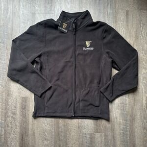 Guinness Mens Black FULL Fleece  Zip‎ Pullover Sweater Harp Logo Beer XXL NEW!